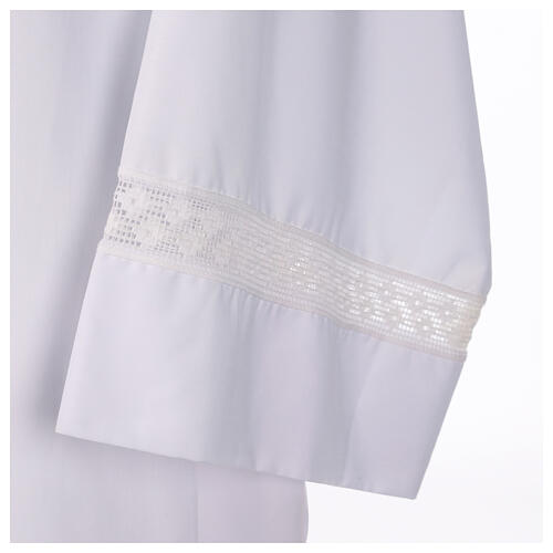 Monastic Alb with cotton lace on hem and sleeves in cotton mix 2