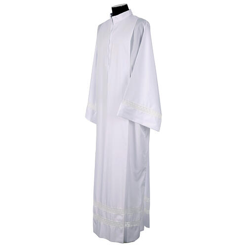 Monastic Alb with cotton lace on hem and sleeves in cotton mix 4