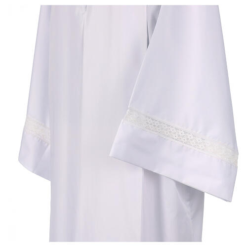 Monastic Alb with cotton lace on hem and sleeves in cotton mix 5