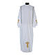 White alb with pleats and embroidered cross on hem and sleeves in cotton mix s1