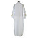 White alb with pleats and embroidered cross on hem and sleeves in cotton mix s3