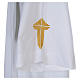 White alb with pleats and embroidered cross on hem and sleeves in cotton mix s5