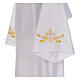 White alb with pleats and embroidered cross, grapes and wheat in cotton mix s4