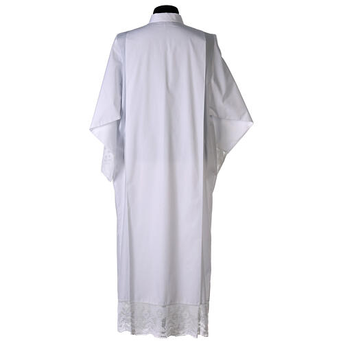 Catholic alb, pleated with crochet hem and chalice, cotton mix 7