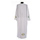 White alb with front pleats and embroidered chalice, grapes and wheat in cotton mix s1