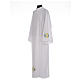 White alb with front pleats and embroidered chalice, grapes and wheat in cotton mix s2