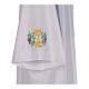 White alb with front pleats and embroidered chalice, grapes and wheat in cotton mix s4