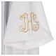 White alb with pleats and embroidered IHS symbol in cotton mix s5