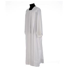 White alb for amice with 4 pleats and collar in 100% linen