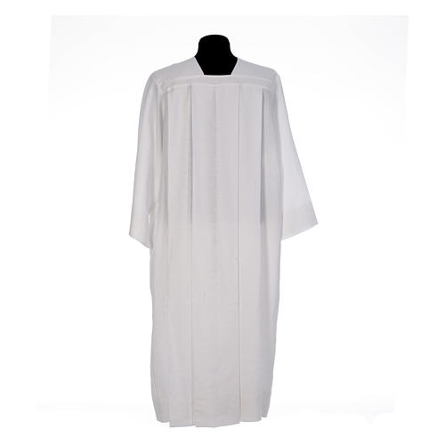 White alb for amice with 4 pleats and collar in 100% linen 3