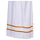 White alb with pleats and golden border and sleeves in cotton mix s2