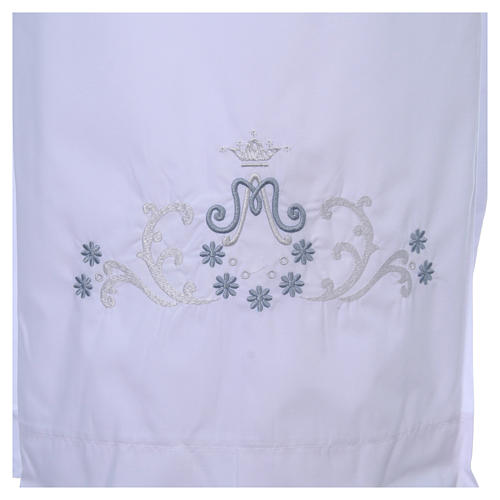 White alb with Marian embroidery on back and front in cotton mix 4