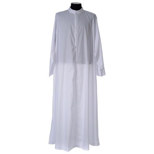 Priest Alb in cotton blend with front zipper 1