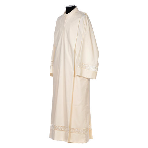 Surplice in polyester and cotton with organza embroidery 7 cm, ivory Gamma 2