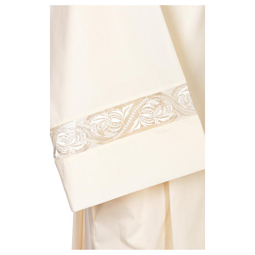 Surplice in polyester and cotton with organza embroidery 7 cm, ivory Gamma 4