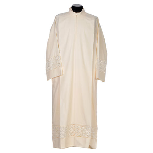 Surplice in polyester and cotton with organza embroidery 14 cm, ivory Gamma 1