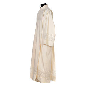 Surplice in polyester and cotton with organza embroidery 14 cm, ivory Gamma