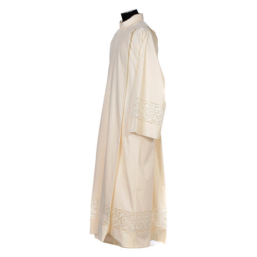 Surplice in polyester and cotton with organza embroidery 14 cm, ivory Gamma 2