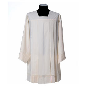 Ivory surplice 55% polyester and 45% cotton with low macramè insert Gamma