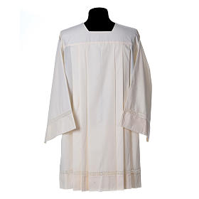 Ivory surplice 55% polyester and 45% cotton with low macramè insert Gamma