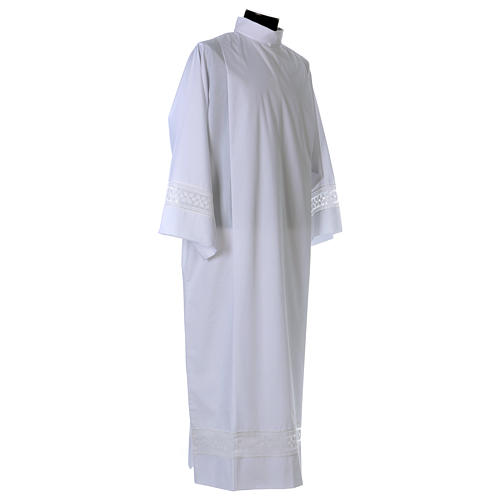 Clerical Alb in cotton blend with crochet on the bottom and on sleeves 4