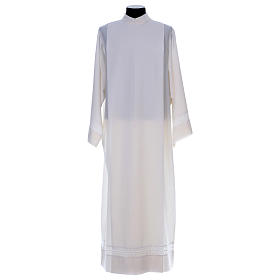 Priest Alb in wool blend with partition ivory color