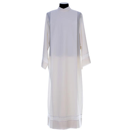 Priest Alb in wool blend with partition ivory color 1