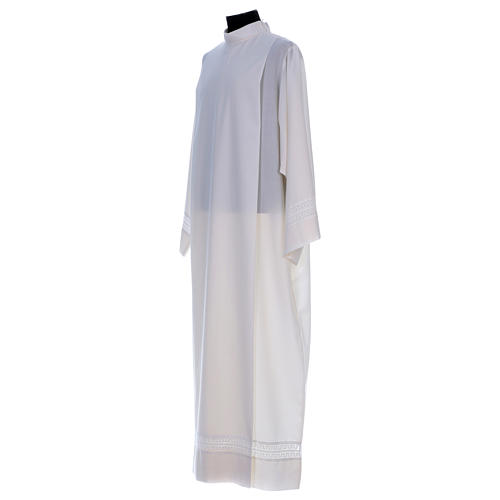 Priest Alb in wool blend with partition ivory color 3