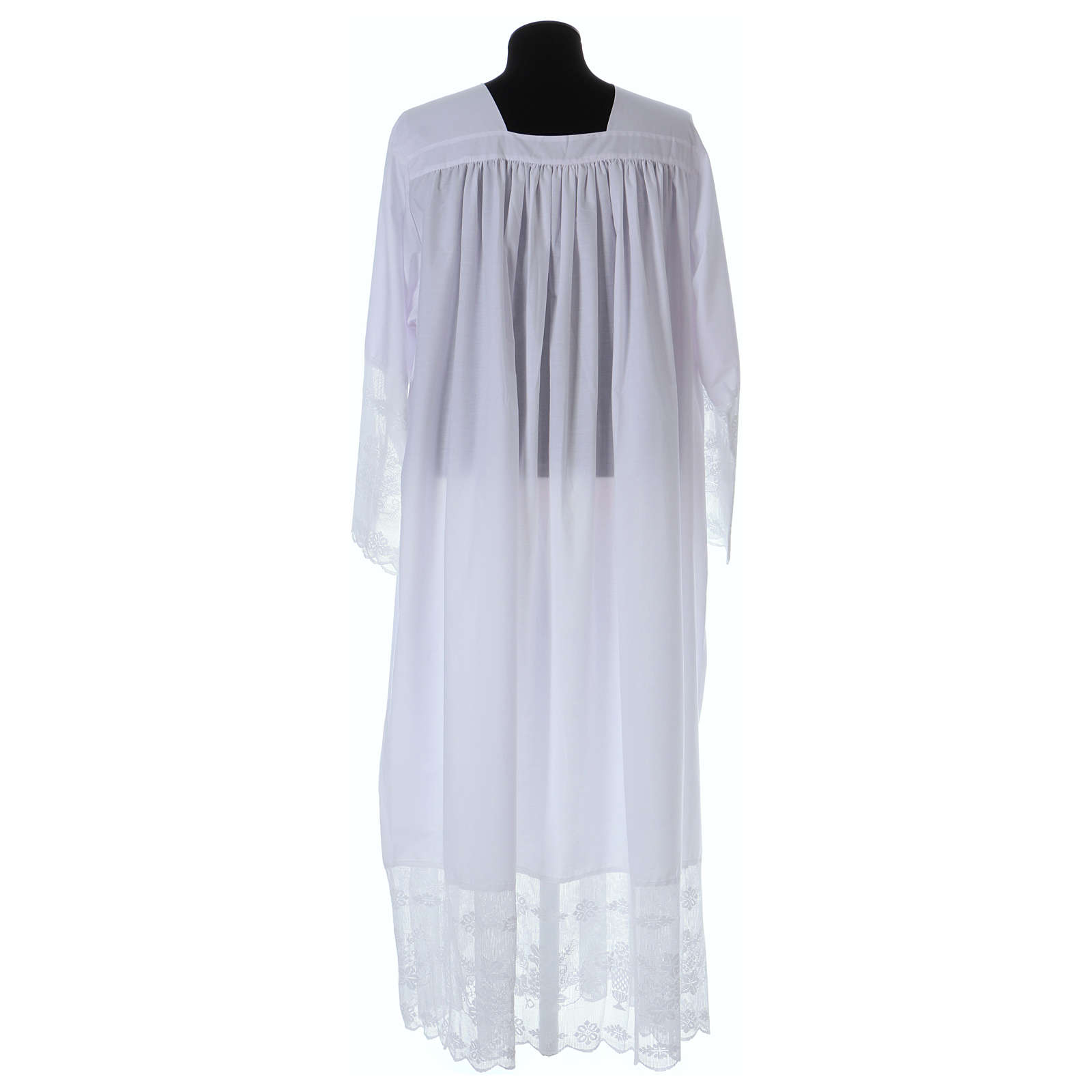 Cotton blend Priest Alb with square-neck and IHS lace | online sales on ...