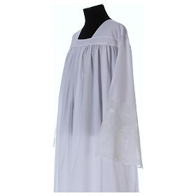 Cotton blend Priest Alb with square-neck and IHS lace