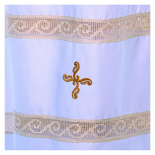 Catholic Alb with double partition and embroidered cross in Vatican canvas 3