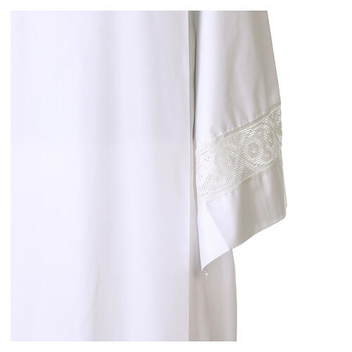 Front Wrap Alb in cotton blend and lace with crosses 2
