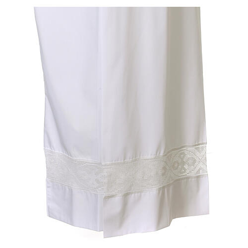 Front wrap Alb with a Zipper in cotton blend and lace with crosses 5
