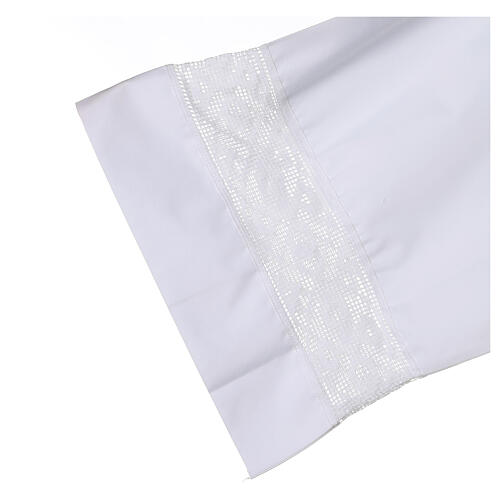 Front wrap Alb with a Zipper in cotton blend and lace with crosses 6
