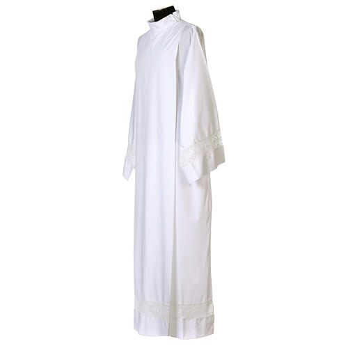 Front wrap Alb with a Zipper in cotton blend and lace with crosses 7