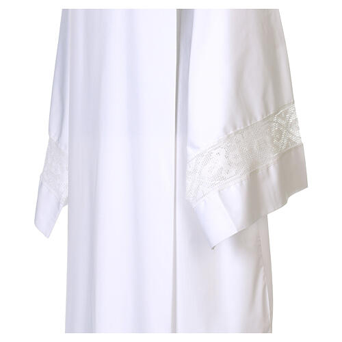 Front Wrap Alb in cotton blend and lace with crosses 8