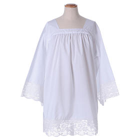 White surplice for altar boy with flowery crochet
