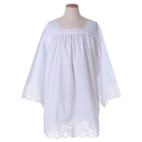 White surplice for altar boy with flowery crochet 1