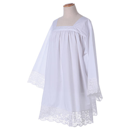 White surplice for altar boy with flowery crochet 2