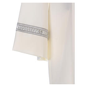 Deacon Alb in polyester with gigliuccio hemstitch and front zipper, ivory