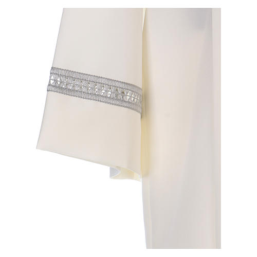 Deacon Alb in polyester with gigliuccio hemstitch and front zipper, ivory 2