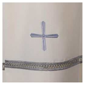 Alb in polyester with gigiluccio hemstitch and shoulder zipper, ivory