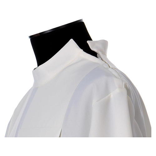 Alb in polyester with gigiluccio hemstitch and shoulder zipper, ivory 6