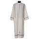Catholic Alb with Shoulder Zipper in polyester with gigliuccio hemstitch,ivory s1