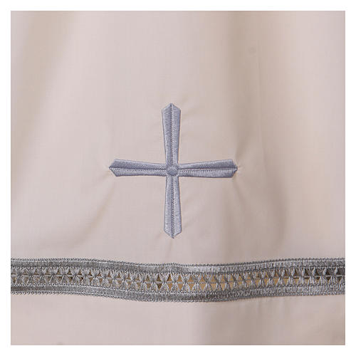 Alb 65% polyester 35% cotton with gigiluccio hemstitch and zipper on the front, ivory 2
