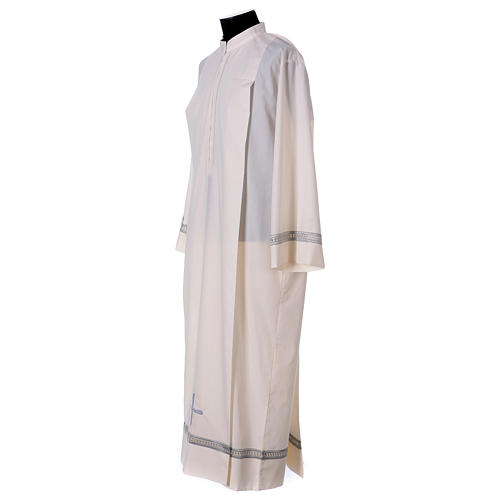 Catholic Alb with gigiluccio hemstitch cotton blend ,front zipper, ivory 3