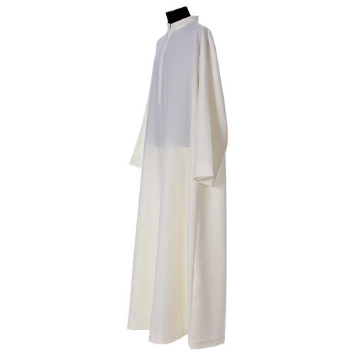 Clergy Alb with stand-up collar and ears of wheat embroidery 100% polyester flared 3