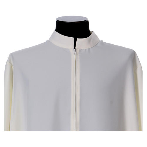 Clergy Alb with stand-up collar and ears of wheat embroidery 100% polyester flared 4