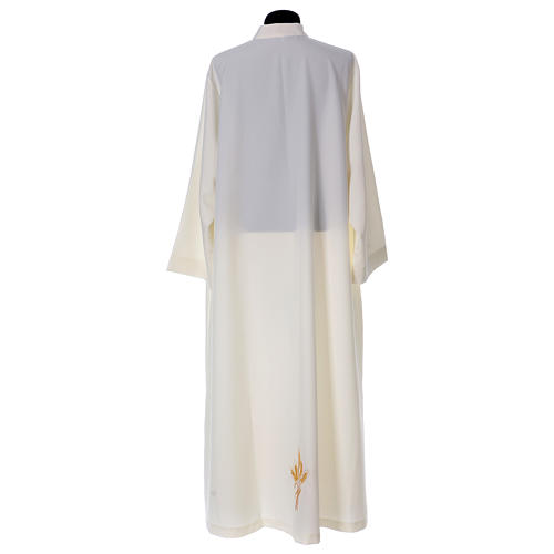Clergy Alb with stand-up collar and ears of wheat embroidery 100% polyester flared 5
