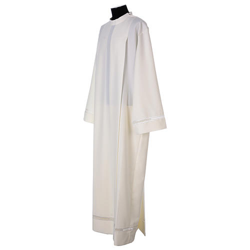 Catholic Alb 100% polyester ivory color with peahole stitch and zip on shoulder 4